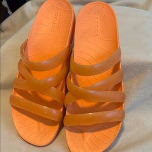 CROCS Women's Bright Orange Strappy Sandals